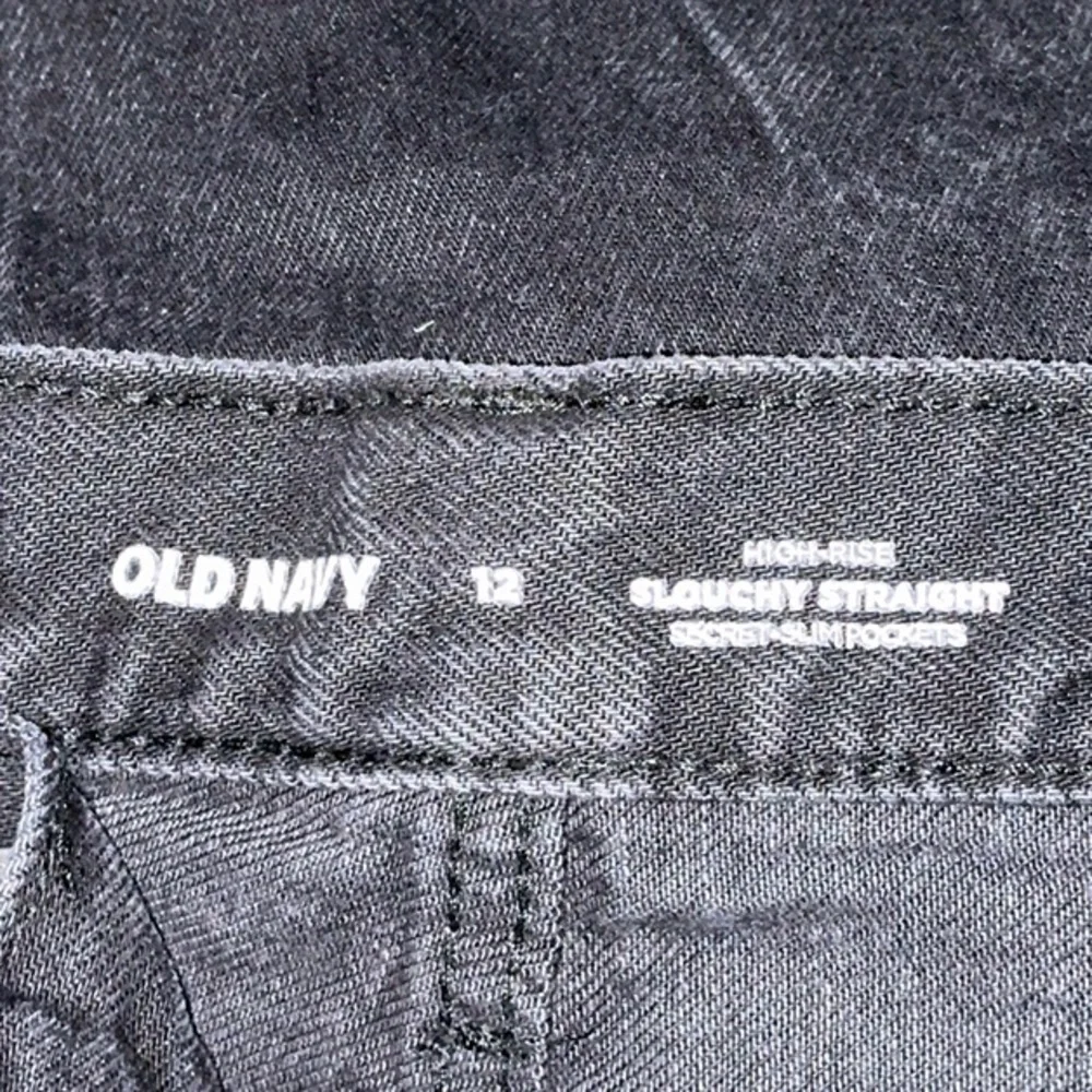 Old Navy Button Fly Distressed Black Jeans, Size 12